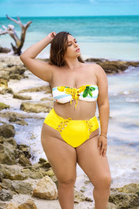 Mapale 67037X Curvy Size Reversible Two Piece Swimsuit Color Yellow-Citrus Print