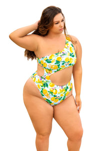 Mapale 67038X Curvy Size One Piece Swimsuit Color Citrus Print