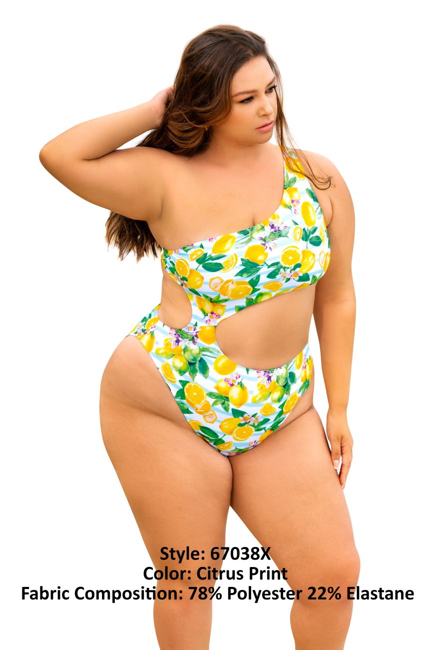 Mapale 67038X Curvy Size One Piece Swimsuit Color Citrus Print