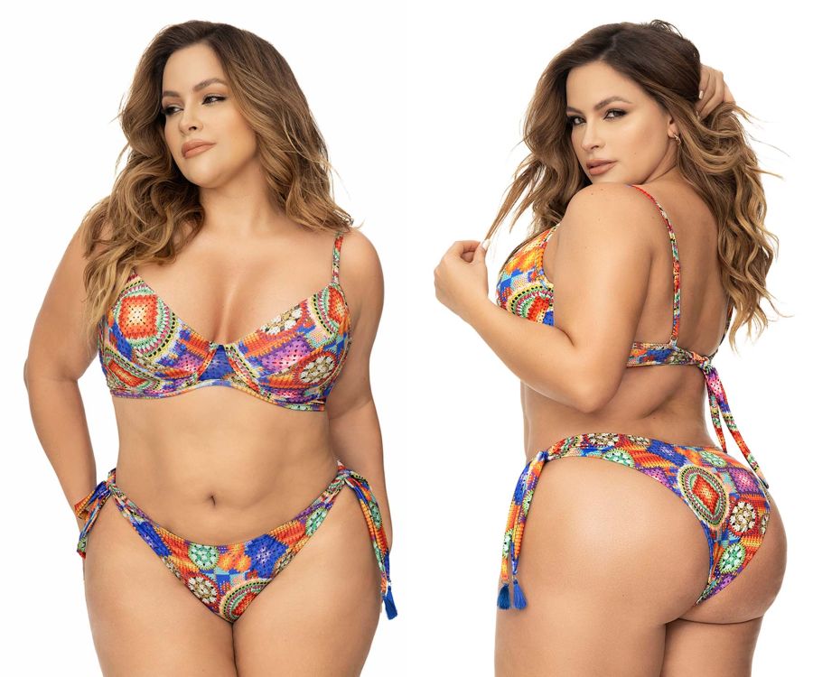 Mapale 67053X Curvy Size Underwired Two Piece Swimsuit Color Crochet Print