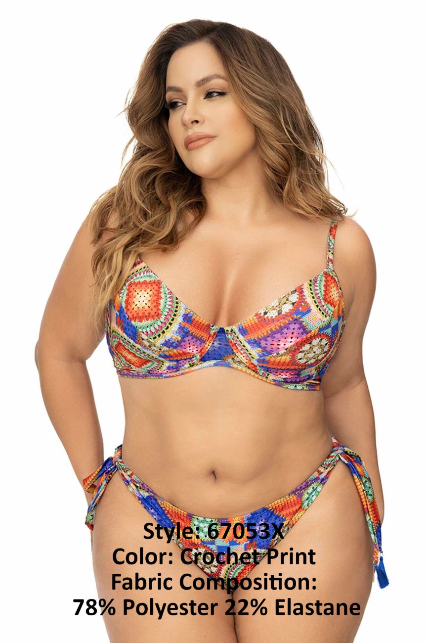 Mapale 67053X Curvy Size Underwired Two Piece Swimsuit Color Crochet Print