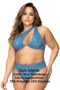 Mapale 67079X Curvy Size Underwired Two Piece Swimsuit Color Blue Chambray