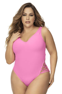 Mapale 67088X Curvy Size One Piece Swimsuit Color Pink