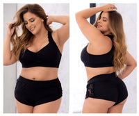 Mapale 7389X Curvy Size Two Piece Pajama Set. Top and Shorts Color Black