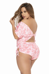 Mapale 7463X Curvy Size Sleep Romper Color Pink Tie Dye