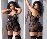 Mapale 7488X Curvy Size Babydoll with Matching G-String Color Black