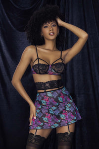 Mapale 7496 Babydoll Three Piece Lingerie Set Color Dream Flower Print