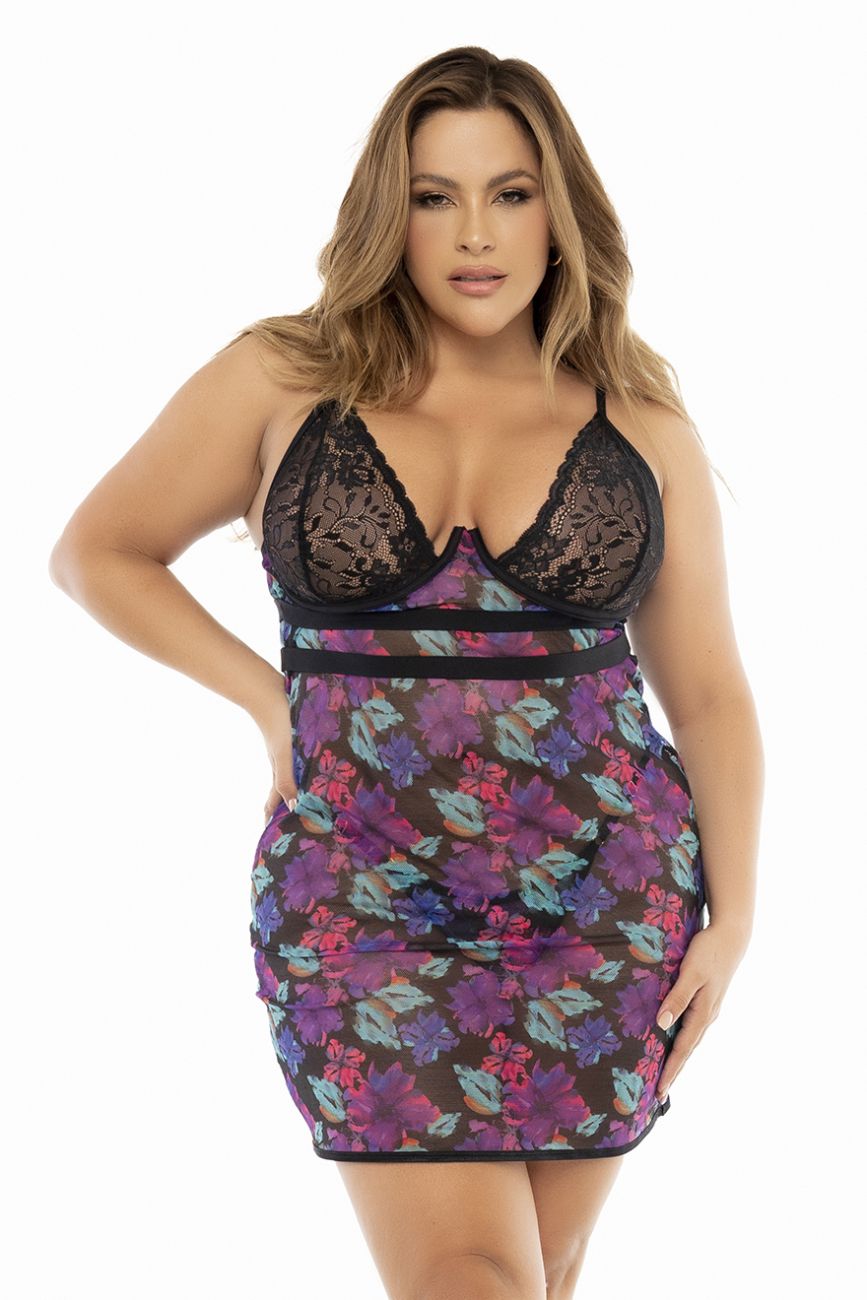 Mapale 7497X Curvy Size Babydoll Color Dream Flower Print