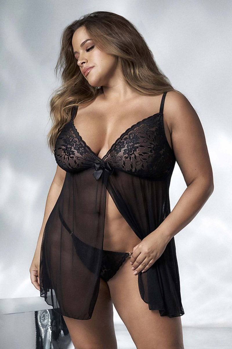 Mapale 7501X Curvy Size Babydoll Color Black