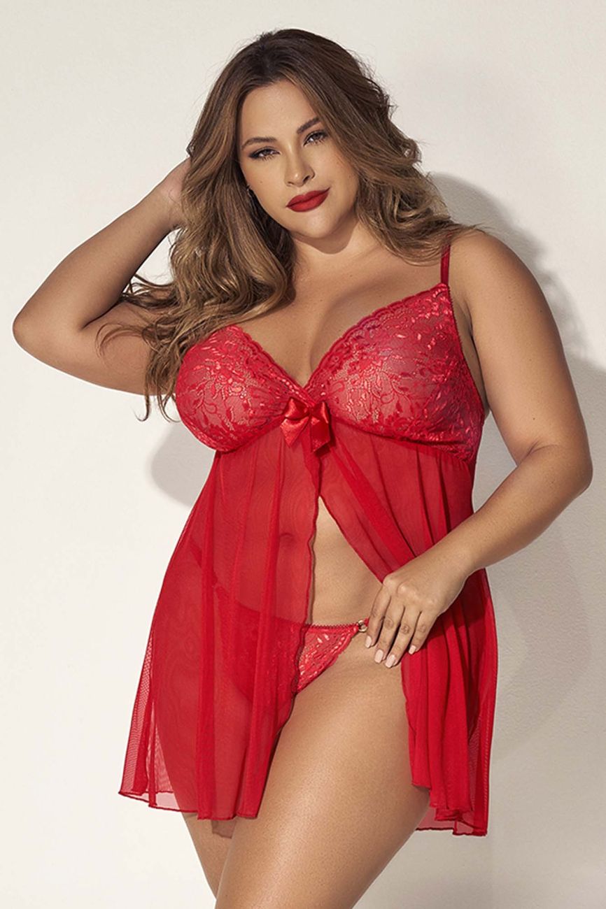 Mapale 7501X Curvy Size Babydoll Color Red