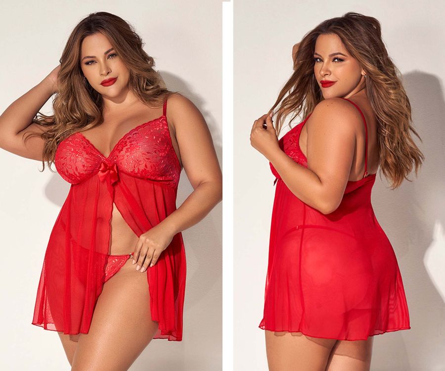 Mapale 7501X Curvy Size Babydoll Color Red