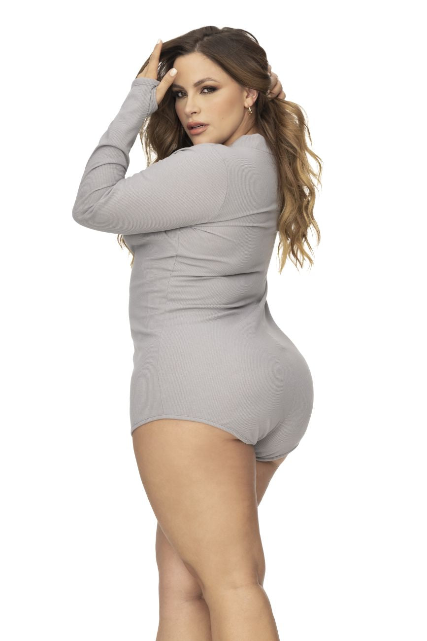 Mapale 7510X Curvy Size Long Sleeve Sleep Romper Color Gray