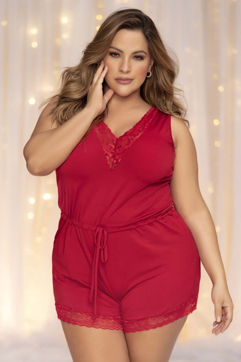 Mapale 7534X Curvy Size Sleep Romper Color Red