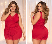 Mapale 7534X Curvy Size Sleep Romper Color Red