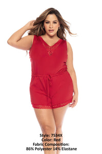 Mapale 7534X Curvy Size Sleep Romper Color Red