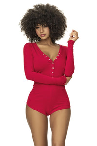 Mapale 7537 Long Sleeve Sleep Romper Color Red