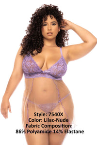 Mapale 7540X Curvy Size Verona Babydoll Plus Color Lilac-Nude