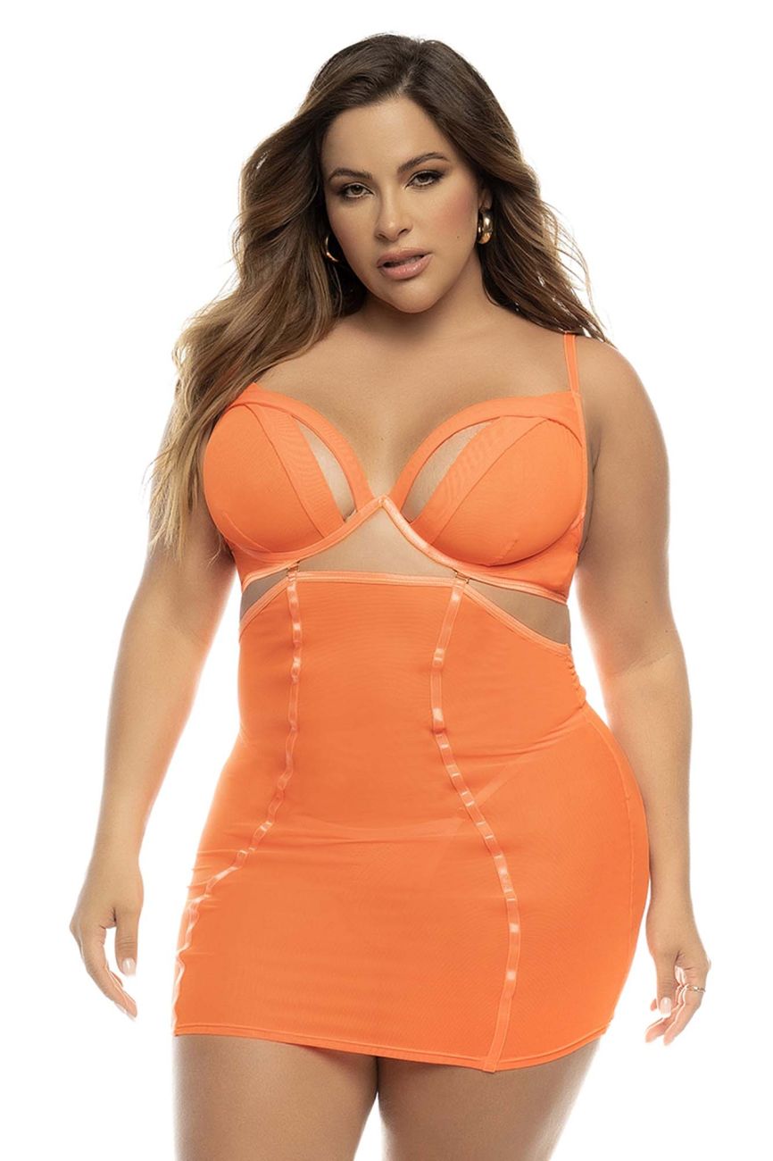 Mapale 7542X Curvy Size Arcadia 2 in 1 Babydoll Plus Color Hot Orange