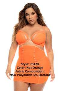 Mapale 7542X Curvy Size Arcadia 2 in 1 Babydoll Plus Color Hot Orange