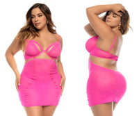 Mapale 7542X Curvy Size Arcadia 2 in 1 Babydoll Plus Color Hot Pink