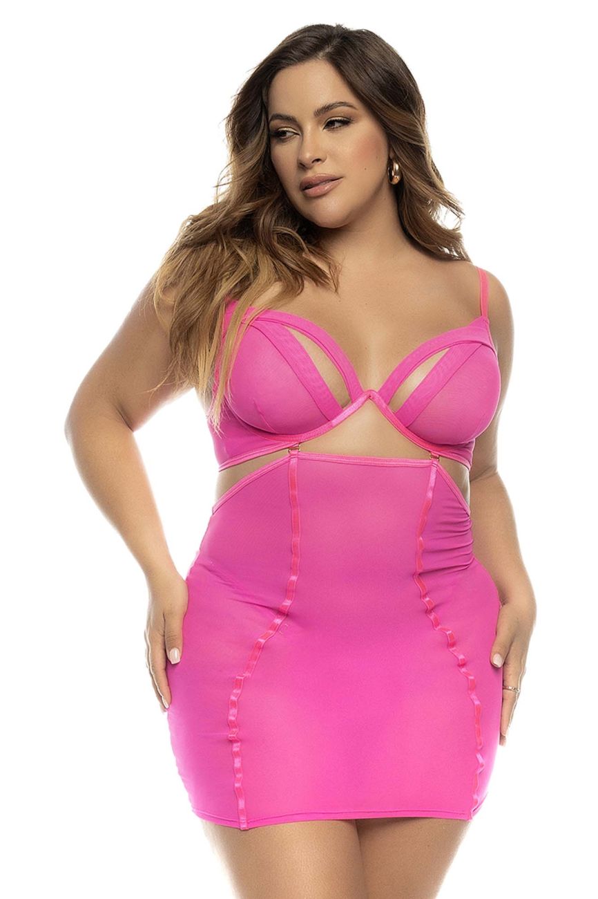 Mapale 7542X Curvy Size Arcadia 2 in 1 Babydoll Plus Color Hot Pink