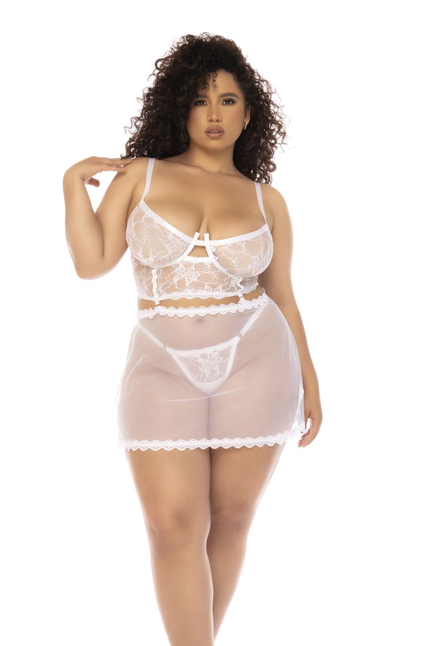 Mapale 7544X Curvy Size Hope 2 in 1 Babydoll Plus Color White