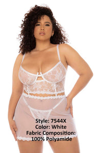 Mapale 7544X Curvy Size Hope 2 in 1 Babydoll Plus Color White