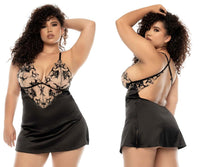 Mapale 7545X Curvy Size Laurel Babydoll Plus Color Nude-Black