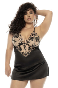 Mapale 7545X Curvy Size Laurel Babydoll Plus Color Nude-Black