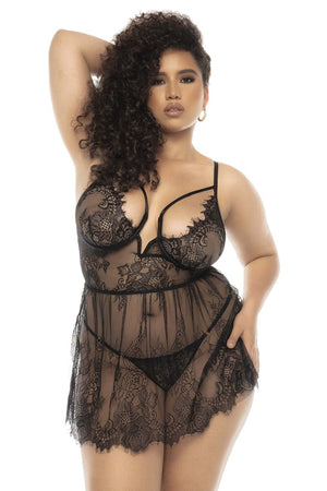 Mapale 7550X Curvy Size Selma Babydoll Plus Color Black