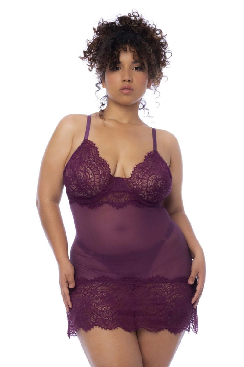 Mapale 7554X Curvy Size Babydoll Color Wine