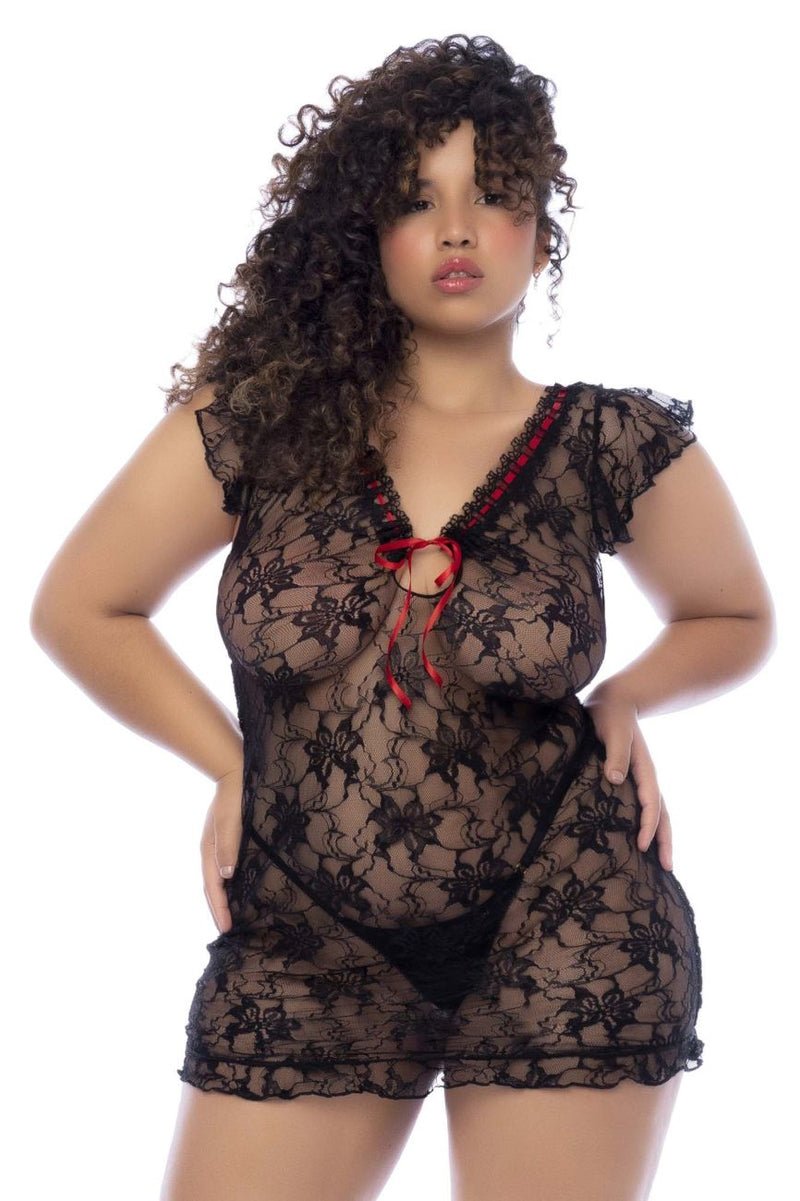 Mapale 7556X Curvy Size Babydoll Color Black