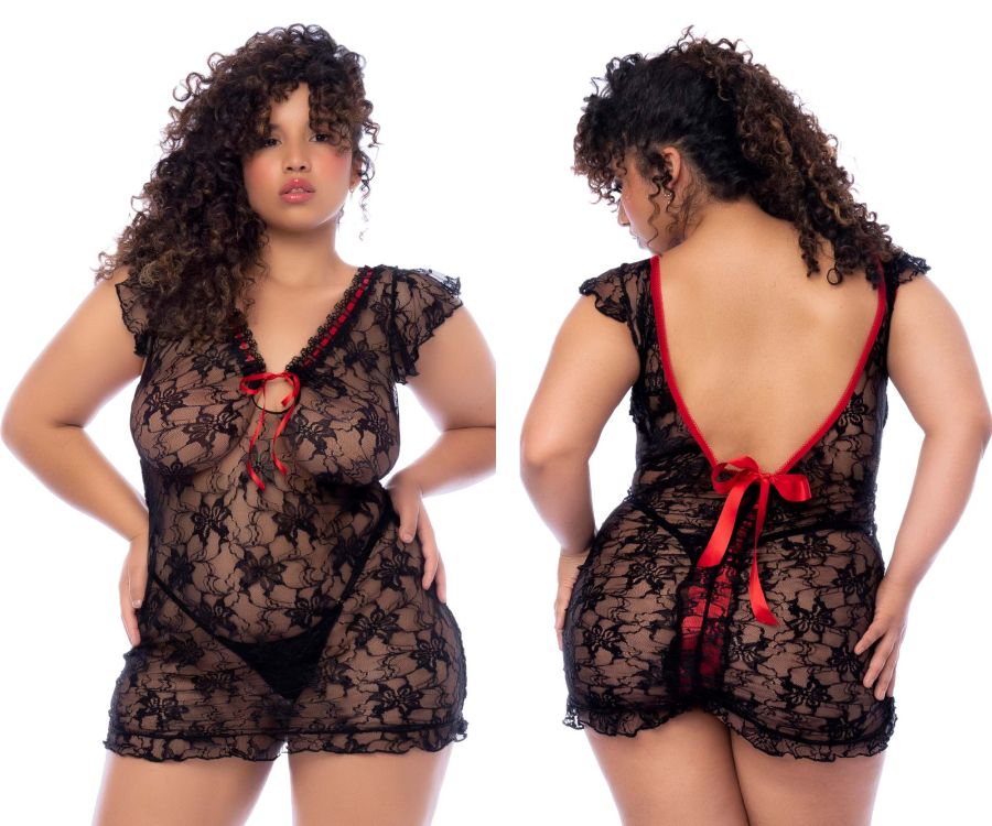 Mapale 7556X Curvy Size Babydoll Color Black