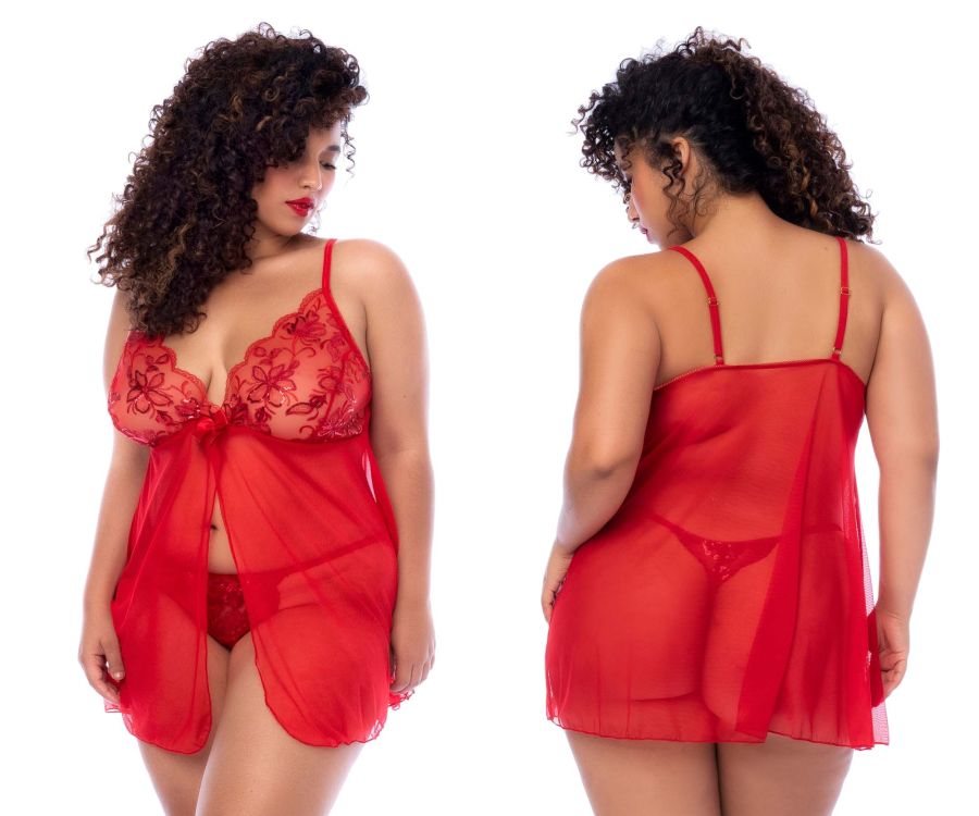 Mapale 7559X Curvy Size Babydoll Color Red