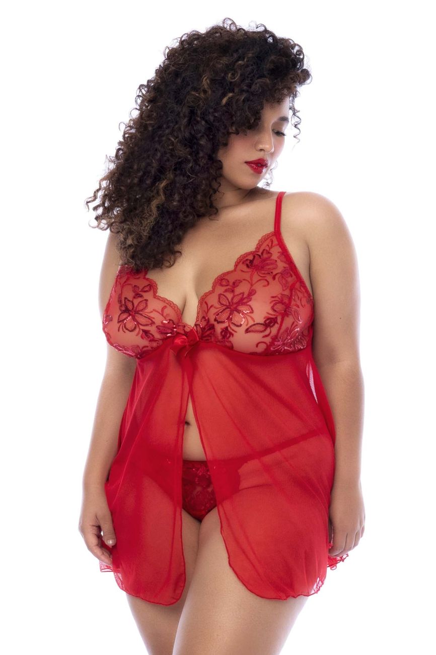 Mapale 7559X Curvy Size Babydoll Color Red