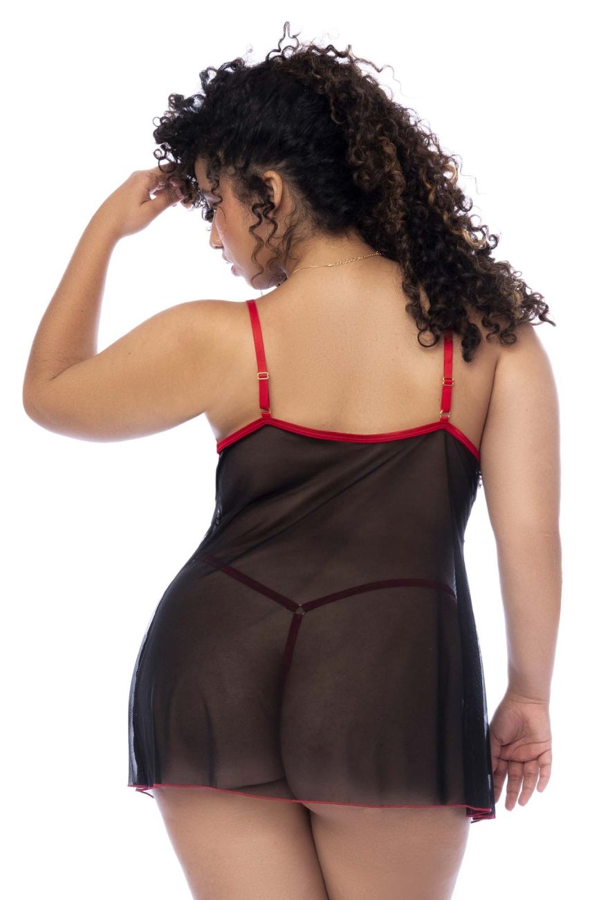 Mapale 7560X Curvy Size Babydoll Color Black-Red