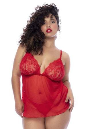 Mapale 7562X Curvy Size Babydoll Color Red