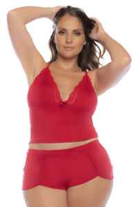 Mapale 7593X Curvy Size Two Piece Pajama Set Color Red