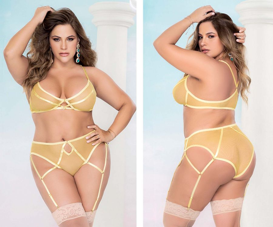 Mapale 8663X Curvy Size Two Piece Lingerie Set Color Amalfi Yellow