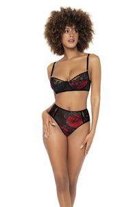 Mapale 8704 Two Piece Lingerie Set Color Black-Flower