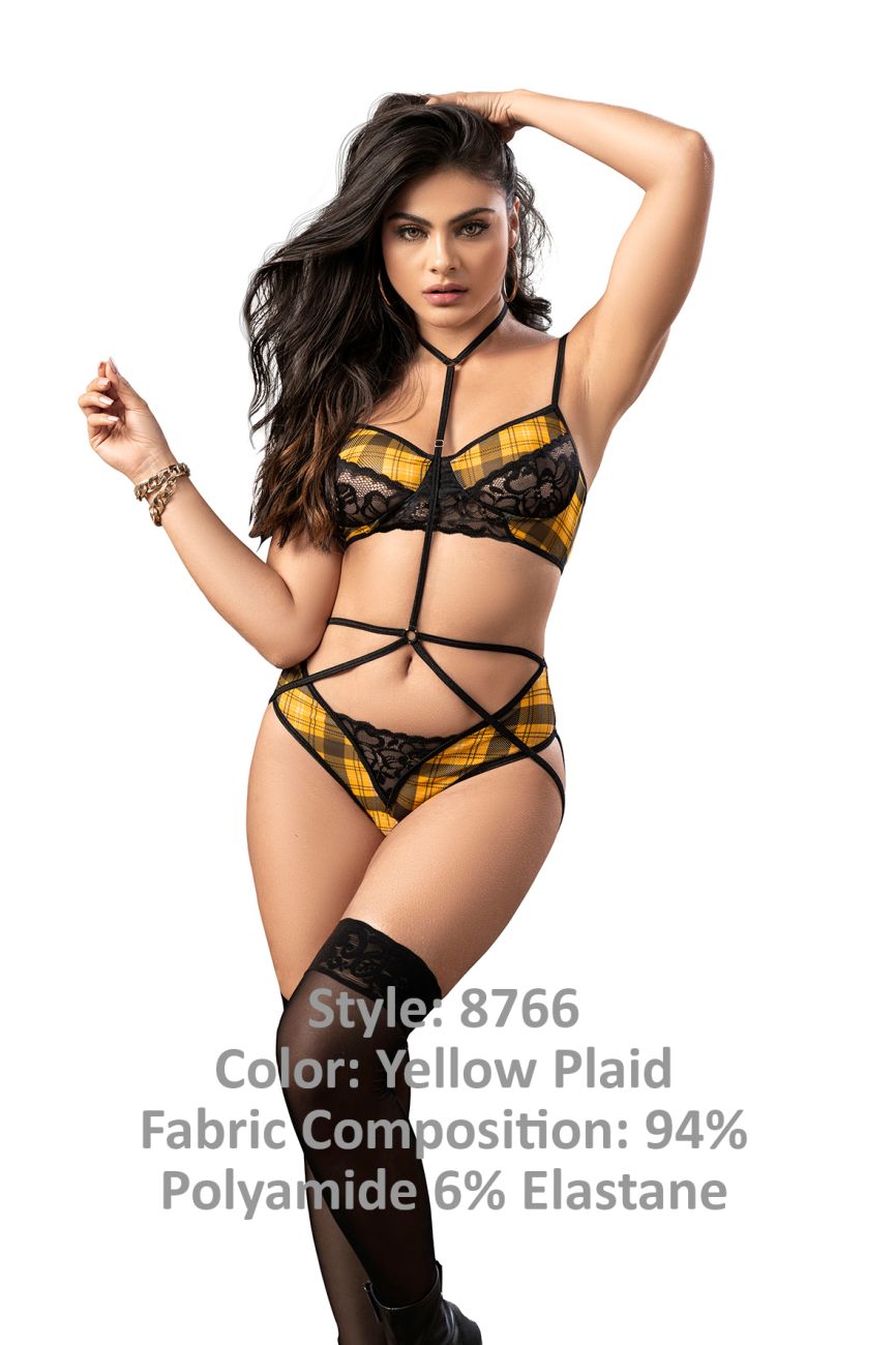 Mapale 8766 Two Piece Lingerie Set Color Yellow Plaid