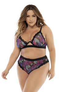 Mapale 8771X Curvy Size Two Piece Lingerie Set Color Dream Flower Print