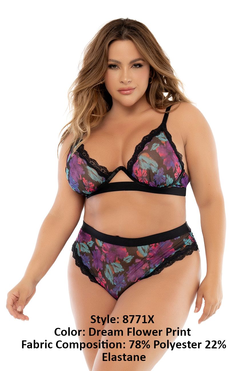 Mapale 8771X Curvy Size Two Piece Lingerie Set Color Dream Flower Print