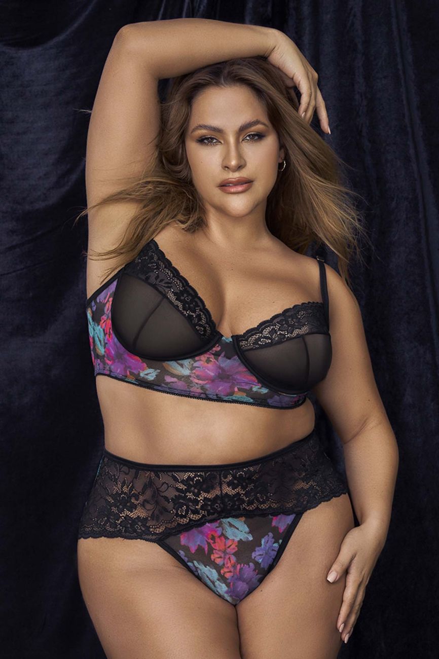 Mapale 8772X Curvy Size Two Piece Lingerie Set Color Dream Flower Print