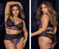 Mapale 8772X Curvy Size Two Piece Lingerie Set Color Dream Flower Print