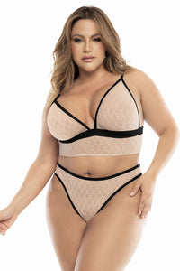 Mapale 8776X Curvy Size Three Piece Lingerie Set Color Nude-Black