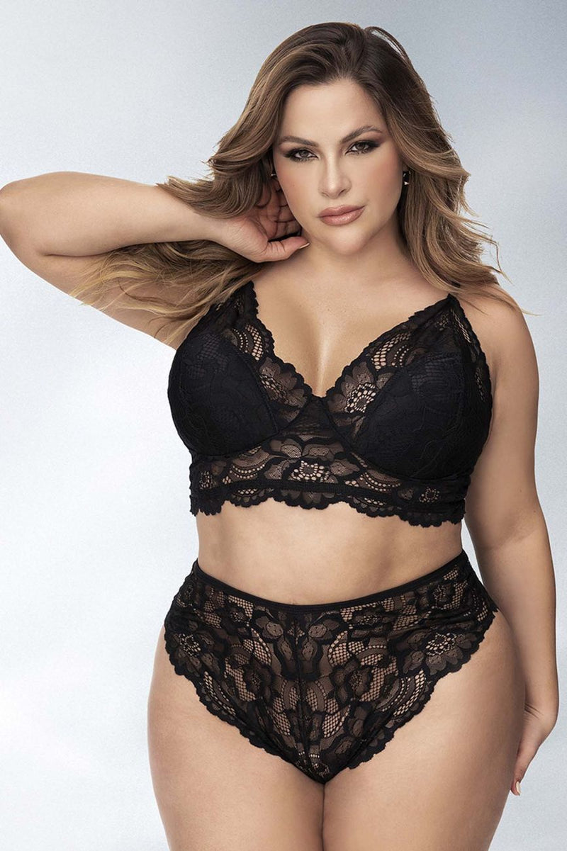 Mapale 8796X Curvy Size Two Piece Lingerie Set Color Black