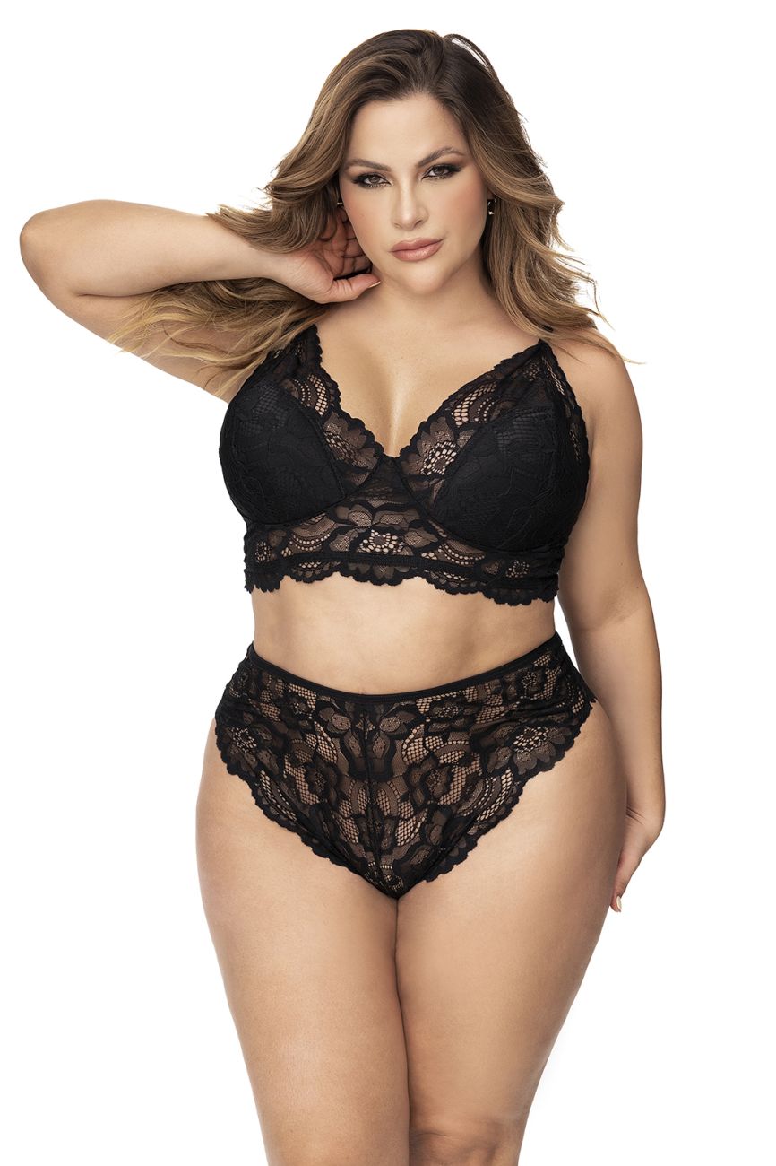 Mapale 8796X Curvy Size Two Piece Lingerie Set Color Black