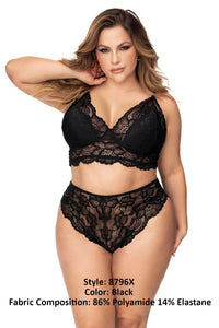 Mapale 8796X Curvy Size Two Piece Lingerie Set Color Black