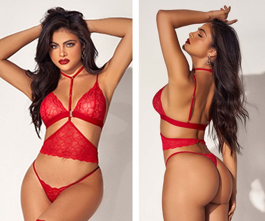 Mapale 8813 Three Piece Lingerie Set Color Red